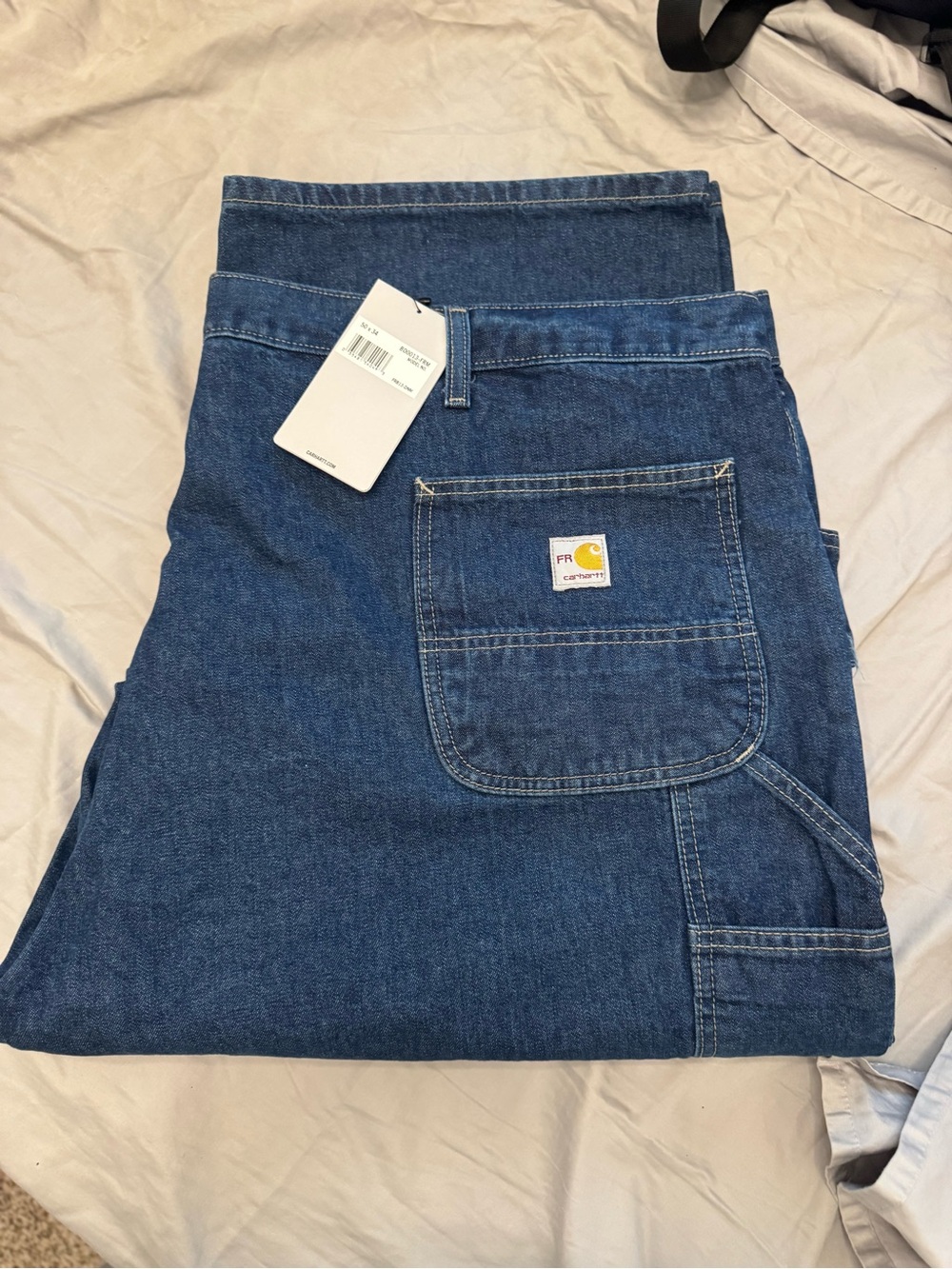 Carhartt Men’s Dark Blue Relaxed Fit Denim Work Jeans